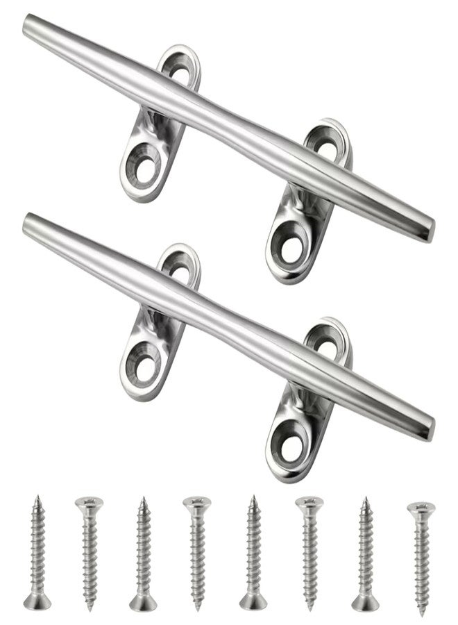 OSTARE Boat Cleats 6 inch Marine Dock Cleats 316 Stainless Steel Rope Cleats Boat Mooring Accessories with Fasteners 2 Pack - Image 1