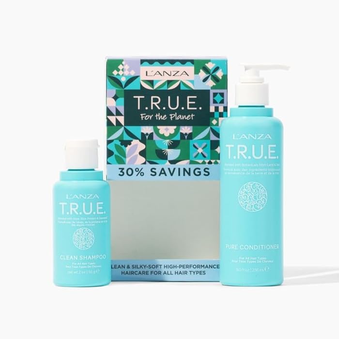 LANZA L'ANZA T.R.U.E. Duo Hair Kit, Clean Shampoo & Pure Conditioner, Anti Frizz, Fragrance & Paraben Free, Vegan & Cruelty Free Shampoo and Conditioner Set, Luxury Hair Care Kit in a Gift Box (2/8 Fl Oz) - Image 2