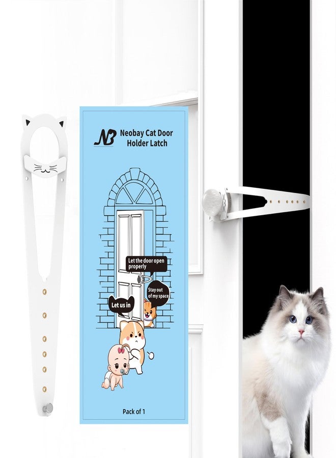 Neobay Cat Door Latch with Stabilizer, 7 Sizes Adjustable Cat Door Holder Latch to Keep Dog Out of Litter Box, Economical Alternative of Pet Gates and Interior Pet Door, White, 1 Pack - Image 1