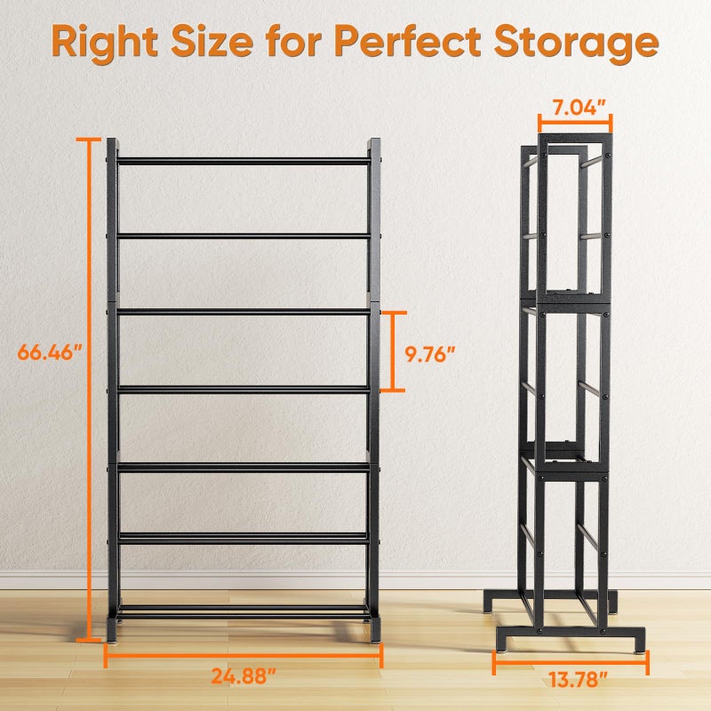 POKIPO 3D Printer Filament Storage Rack 7-Tier, Heavy Duty Large Capacity Filament Organizer Holds up to 63 Spools, Multi-Layer 3D Printing Rolls Shelf for Home, Office Workshop, School (Shelf Only) - Image 2