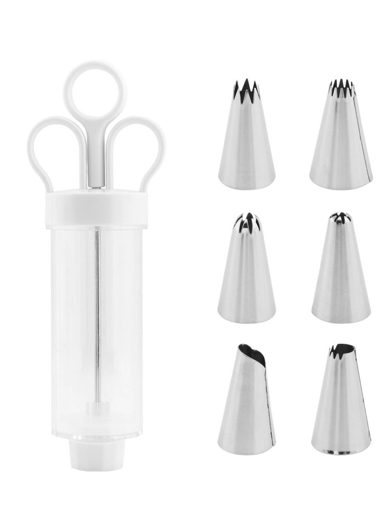 Dessert Decorating Syringe Set, Cake Decorating Supplies Kit, Cupcake Icing Piping Kit, with 6 Stainless Steel Piping Tips Cupcake Icing Piping Kit, for Cake Cookies Decoration  - Image 1