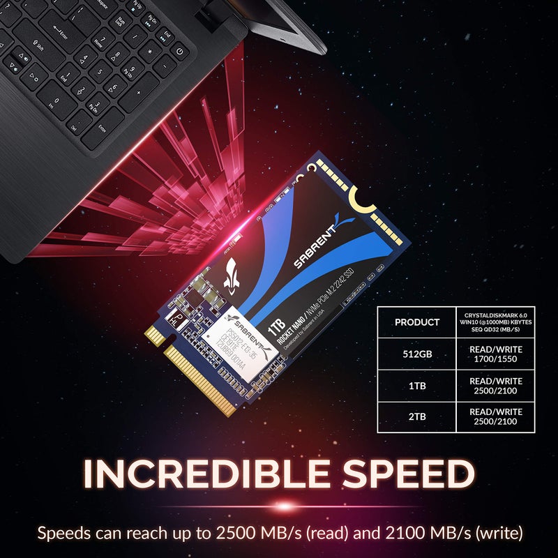 SABRENT 1TB Rocket NVMe PCIe M.2 2242 DRAM Less Low Power Internal High Performance SSD (SB-1342-1TB) - Image 5