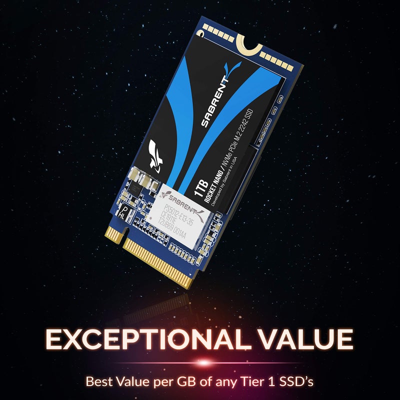 SABRENT 1TB Rocket NVMe PCIe M.2 2242 DRAM Less Low Power Internal High Performance SSD (SB-1342-1TB) - Image 4