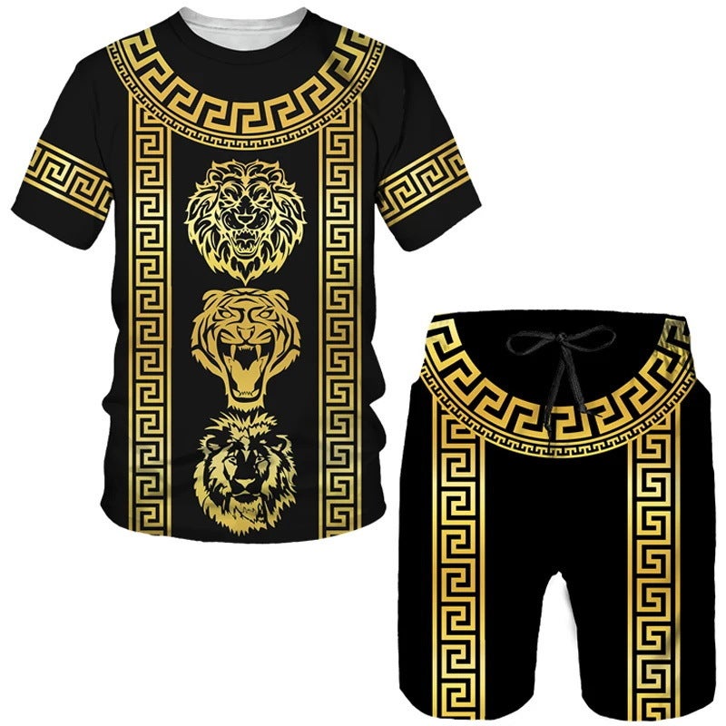 European Code Hawaii Seaside 3D Printing Men'S Casual Loose Suit Beach Short Sleeve Shorts - Image 1