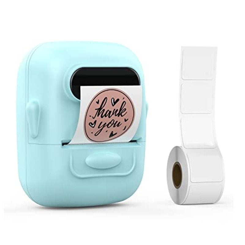Portable Thermal Label Printer: 1200 Dpi High-Resolution Printing - Wireless Bluetooth Connection, Compact 3.14X1.75 Inch Blue Thermal Barcode Printer for Small Business, Office, Retail And Travel - Image 1