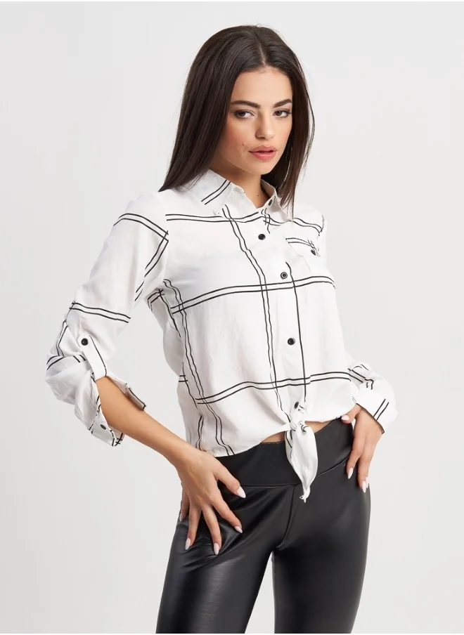 HaILYS Monochrome Plaid Shirt