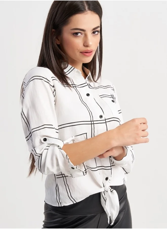 HaILYS Monochrome Plaid Shirt