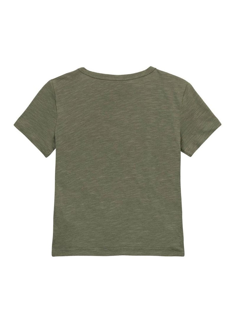 MINOTI Teen Henley T-Shirt with Short Sleeves and Button Neckline - Image 2