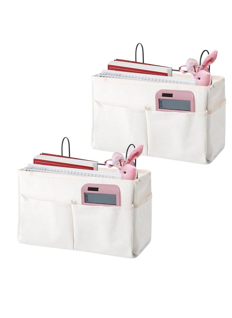 Excefore Bedside Storage Pocket, 2 Pcs Bedside Hanging Storage Basket Adjustable Mulit-purpose Bed Organiser Caddy with Iron Hanging Hook for Home, School, Dormitory, Bedroom  - Image 1