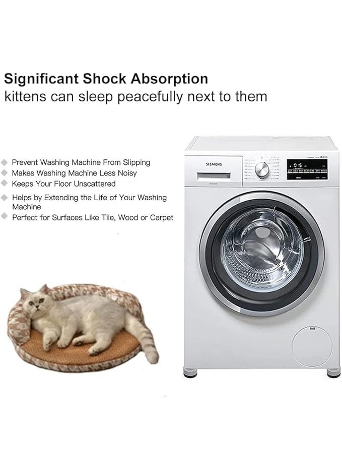 Kunji Stackable Round Anti Vibration Pads Washer Dryer Washing Machine Leveling Fridge Feet Anti Walk Pads Furniture Lifting Base Shock Absorber Grey  - Image 5