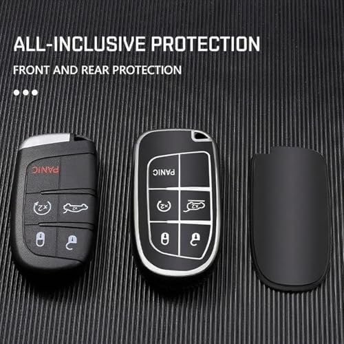 AAWQVRG Key Fob Cover for Jeep - Premium Soft TPU Shell Full Protection Case with Keychain, Fits Grand Cherokee Compass Renegade Chrysler Dodge RAM Durango Challenger Journey Dart Fiat, Pink, 4-Button - Image 4