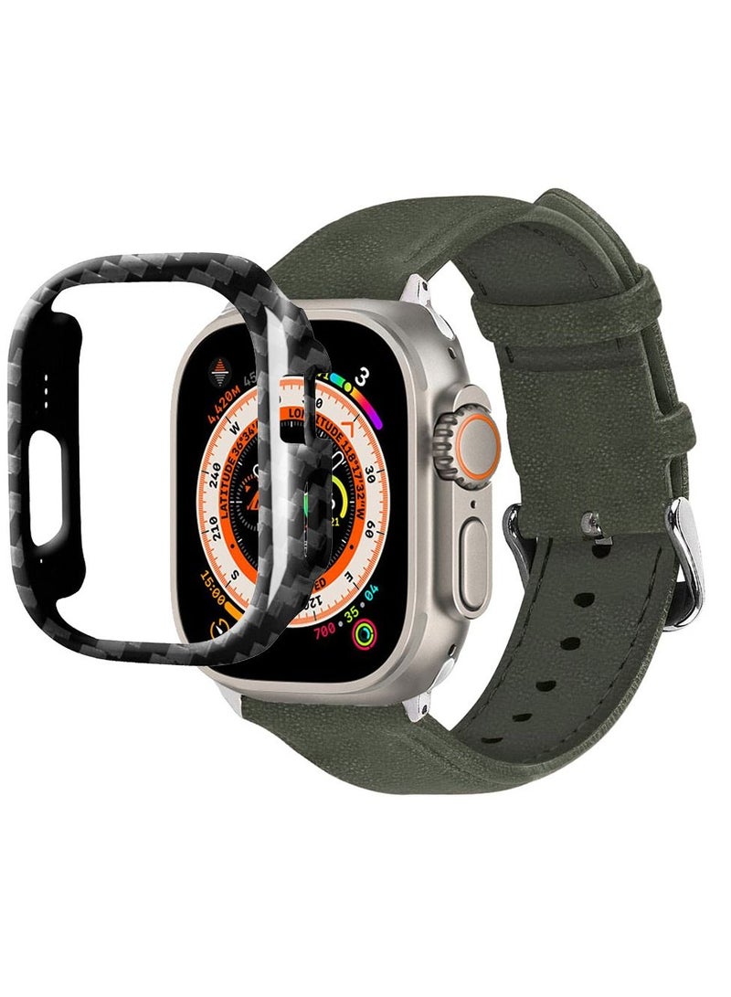 CATANES 2 Packs For Apple Watch Band 49mm Leather Band Buckle Strap Wristband and Carbon Fiber Cup Holder Warm Grey - Image 3