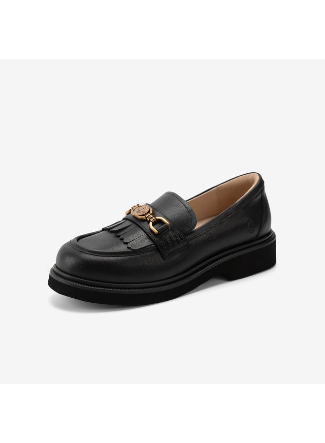 Hush Puppies Autumn/winter New Genuine Leather Metal Buckle Loafers, Retro Height-increasing, Elegant And Versatile Small Leather Shoes - Image 5