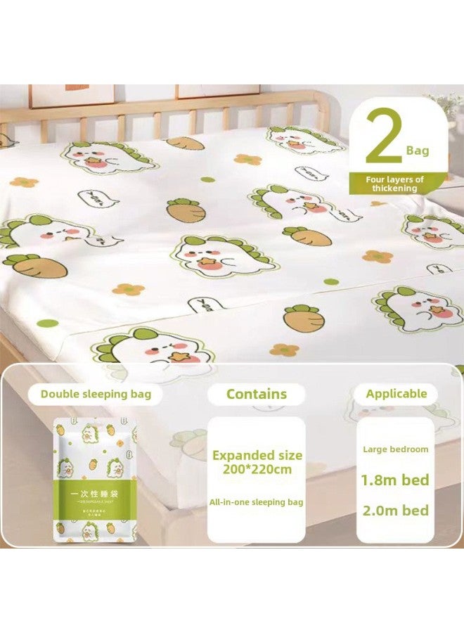 Disposable Sleeping Bag Travel Hotel Dirty Portable Double Single Bed Sheet Quilt Cover Quilt Cover Pillowcase One-piece Thickened-Color:[double Dirt-proof Sleeping Bag] Suitable For 2 Packs Of Hotel Bedrooms - Image 1