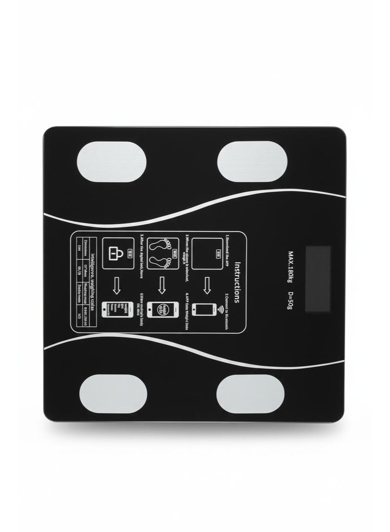 Smart Bluetooth Body Weighing Scale with BMI & Body Fat Analysis, Tempered Glass, LCD Display, 180kg Capacity, Includes Batteries - Image 3