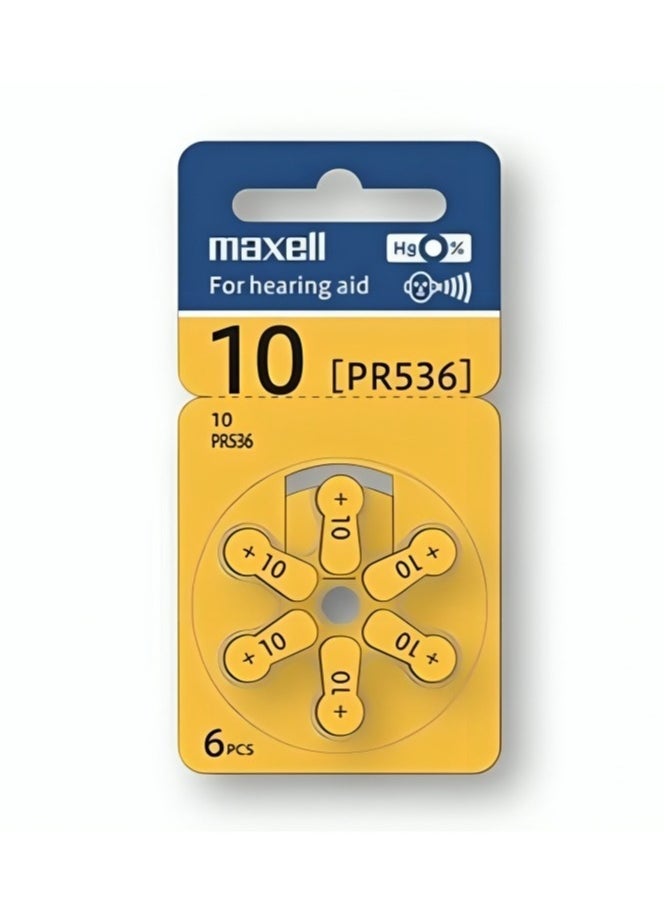 Maxell Batteries For Hearing Aid 10(PR536) 6Pcs - Image 1