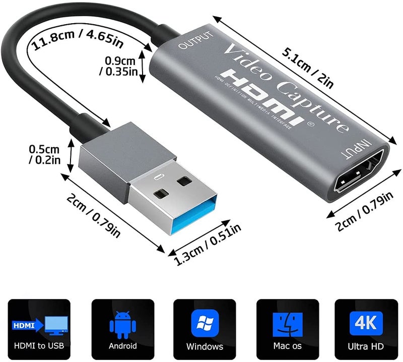 Microware بطاقة التقاط الفيديو HDMI USB (USB 3.0 HDMI التقاط فضي) - Image 2