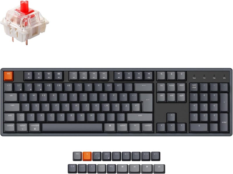 Keychron K10 RGB Full Size Layout Hot-Swappable Mechanical Keyboard for Mac Windows, Multitasking 104-Key Bluetooth Wireless/USB Wired Gaming Keyboard with K Pro Red Switch Aluminum Frame - Image 4