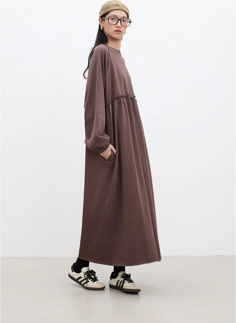 Manuka Oversized Gathered Dress Brown