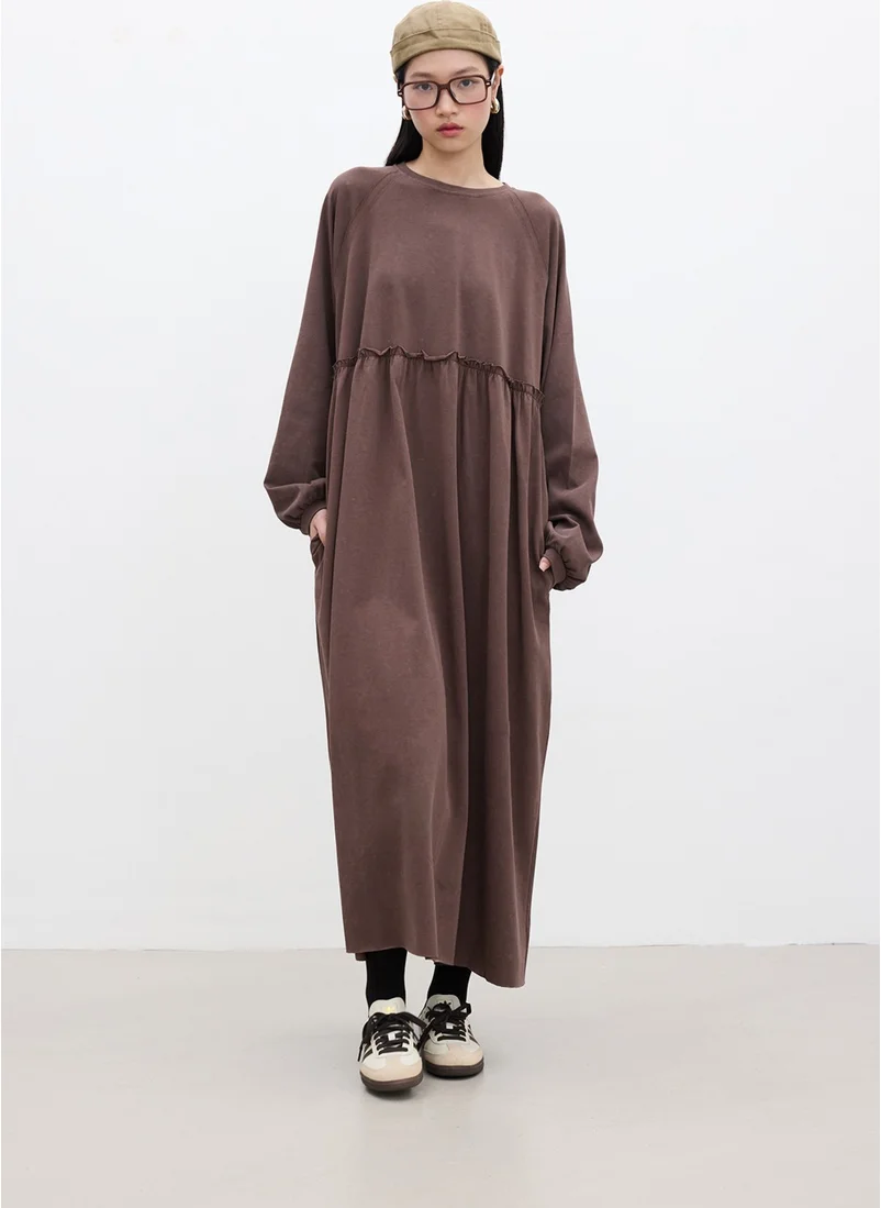 Manuka Oversized Gathered Dress Brown