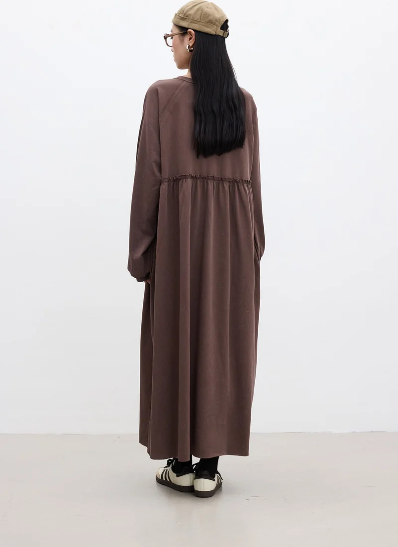 Manuka Oversized Gathered Dress Brown