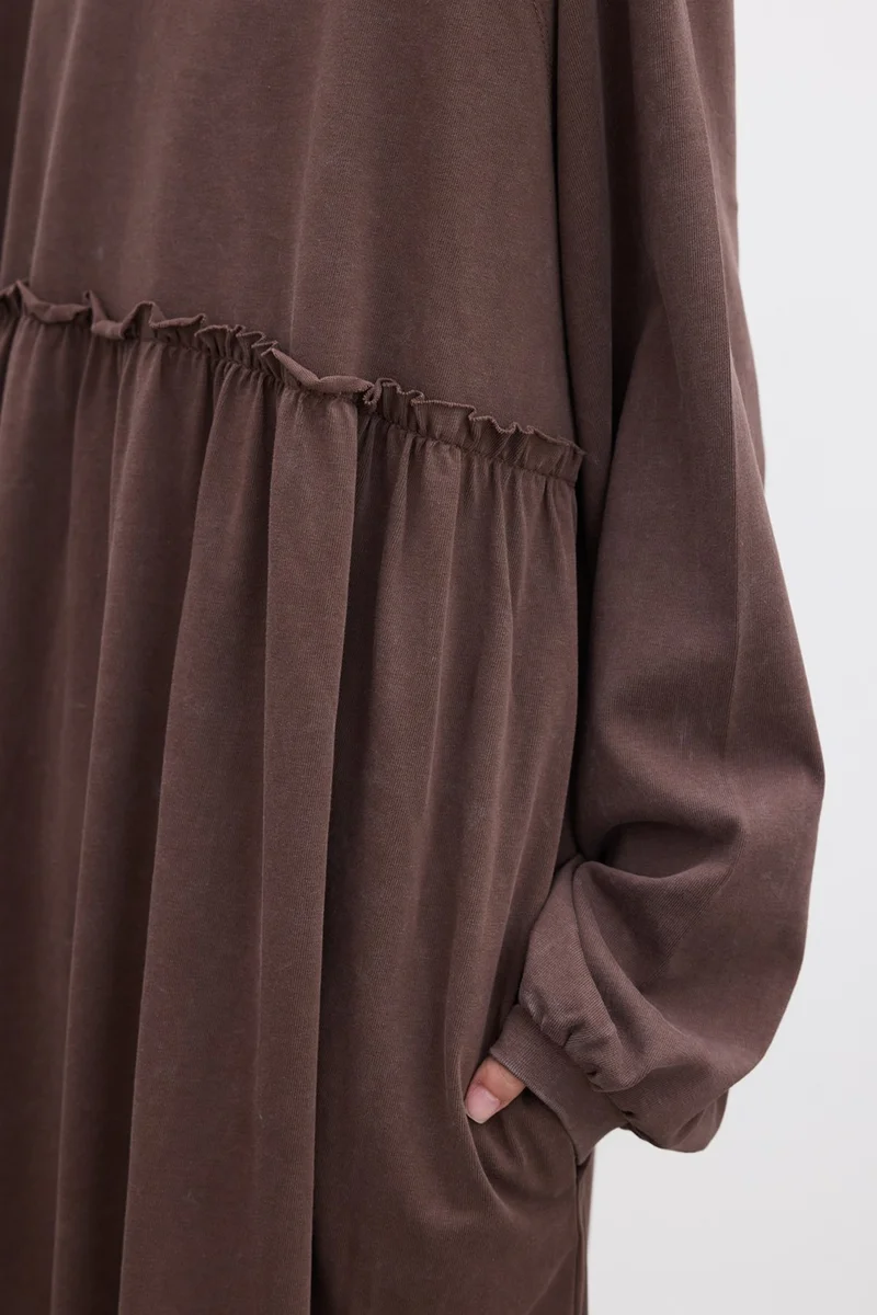 Manuka Oversized Gathered Dress Brown