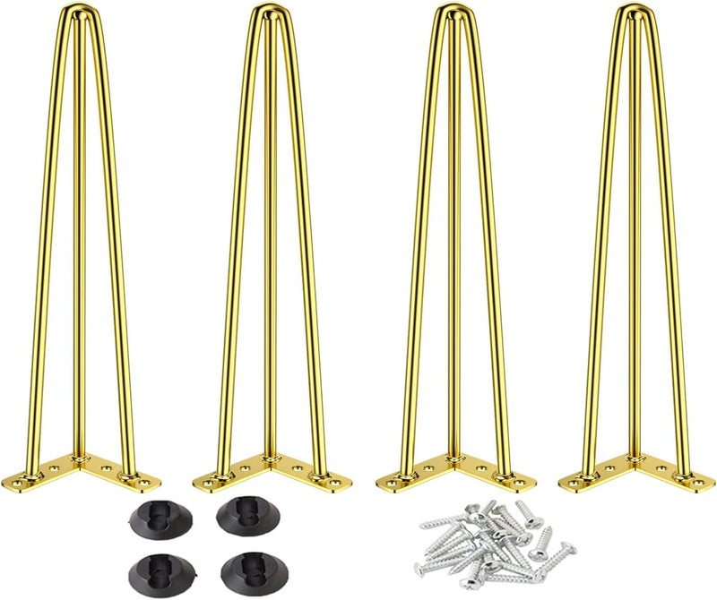 HIRVALL Heavy Duty Metal Hairpin Leg for SofaCabinet Desk Powdered Cotad Gold Metal Leg3 Road28inch - Image 1