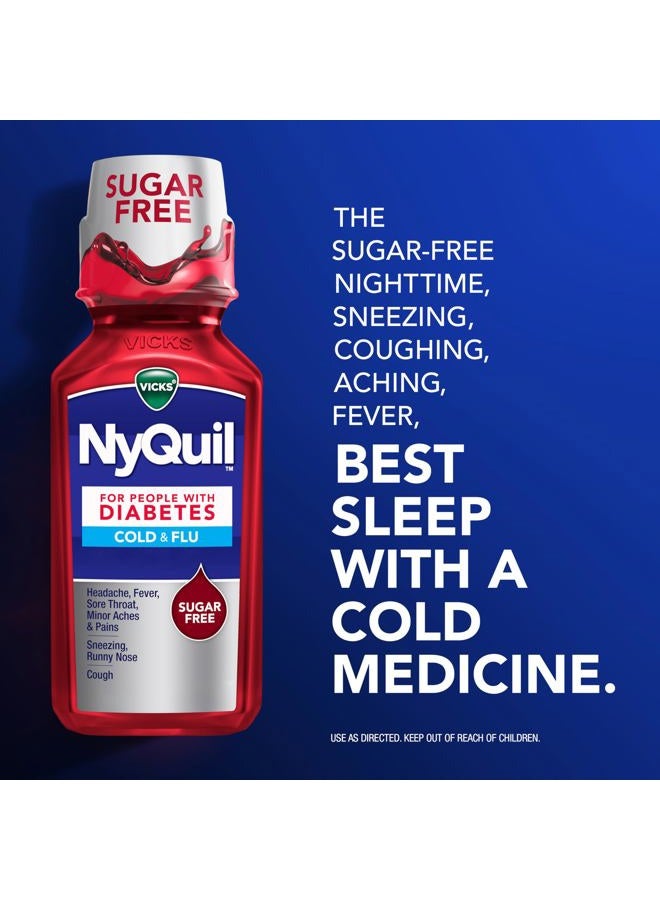 VICKS DayQuil & NyQuil Diabetes Cold & Flu Relief Medicine Co-Pack, Powerful Multi-Symptom Daytime & Nighttime Relief for Cold, Cough, and Flu Symptoms, Sugar & Alcohol Free, 2 x 12 FL OZ Bottles - Image 3