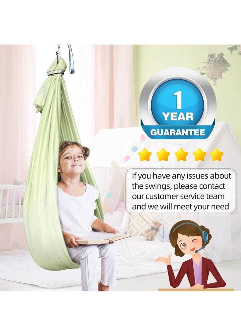 Generic Kids Indoor Sensory Swing (Hardware Included), Provides Calmness and Relaxation for Children with Special Needs, Sensory Swing Indoor Kids Adjustable Hammock Great for ADHD, Autism, Indoor Therapeutic Swing - Light Green  - Image 3