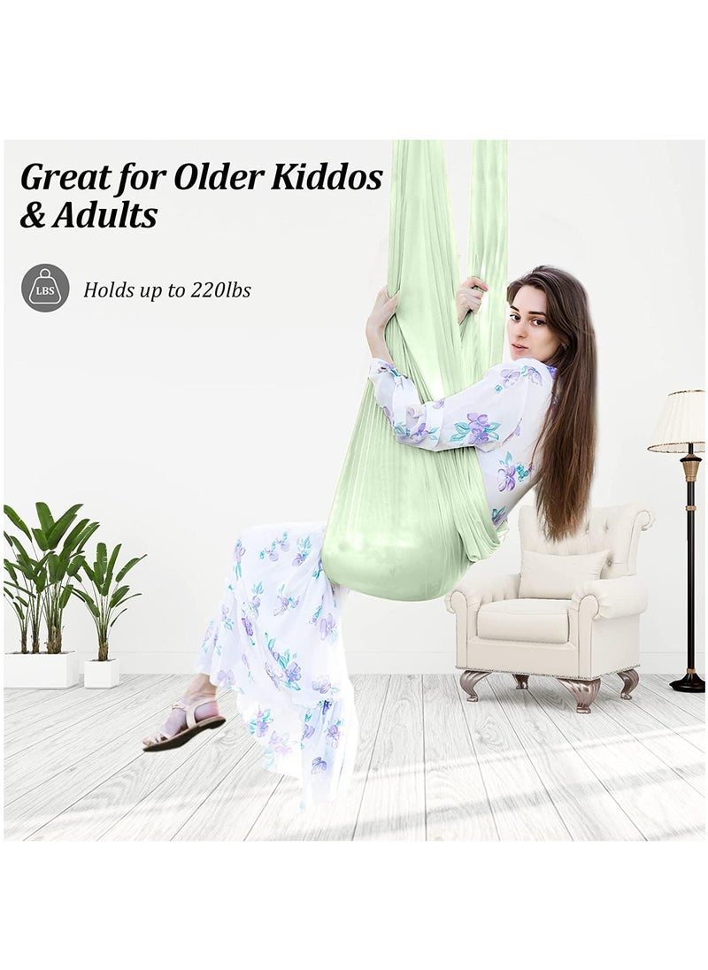 Generic Kids Indoor Sensory Swing (Hardware Included), Provides Calmness and Relaxation for Children with Special Needs, Sensory Swing Indoor Kids Adjustable Hammock Great for ADHD, Autism, Indoor Therapeutic Swing - Light Green  - Image 4
