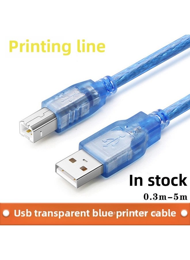 Loquat Transparent Blue USB2.0 Print Line Am To Bm All Copper High Speed Square USB Printer Data Line 1.5 M A/B-Color:Transparent Blue A/b Printing Line-Length:1m (in Stock)  - Image 2