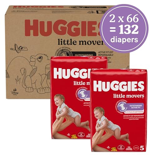 Huggies Size 5 Diapers, Little Movers Baby Diapers, Size 5 (27+ lbs), 132 Count (2 Packs of 66), Packaging May Vary - Image 2
