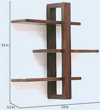 VM DECOR Sheesham Wood Floating Wall Shelf Size 23x6x22 Inches Brown for Kitchen Bedroom Bathroom - Image 2