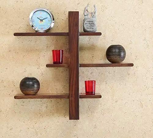 VM DECOR Sheesham Wood Floating Wall Shelf Size 23x6x22 Inches Brown for Kitchen Bedroom Bathroom - Image 1