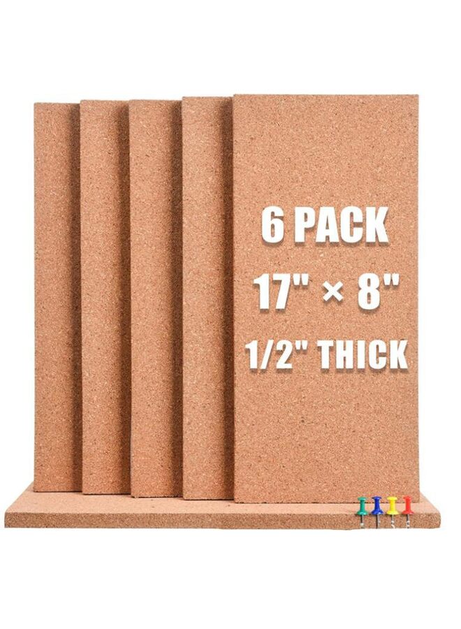 قطع من لوحات إعلانات الفلين، ألواح فلين بسُمك 1/2 بوصة، بلاط فلين بدون إطار، ألواح فلين ذاتية اللصق لتزيين الحائط، بلاط ألواح الفلين للمكتب والمدرسة والمنزل (المقاس: 6 قطع) - Image 1