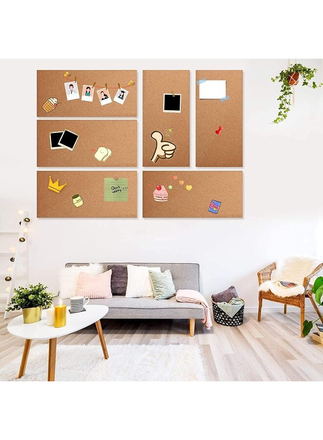 قطع من لوحات إعلانات الفلين، ألواح فلين بسُمك 1/2 بوصة، بلاط فلين بدون إطار، ألواح فلين ذاتية اللصق لتزيين الحائط، بلاط ألواح الفلين للمكتب والمدرسة والمنزل (المقاس: 6 قطع) - Image 4