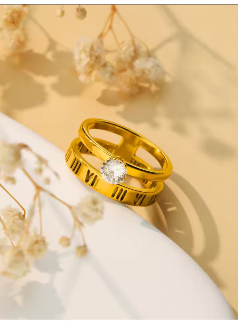 Casual collection Elegant Stainless Steel Gold Plated Ring For Women Size 7 - Image 4