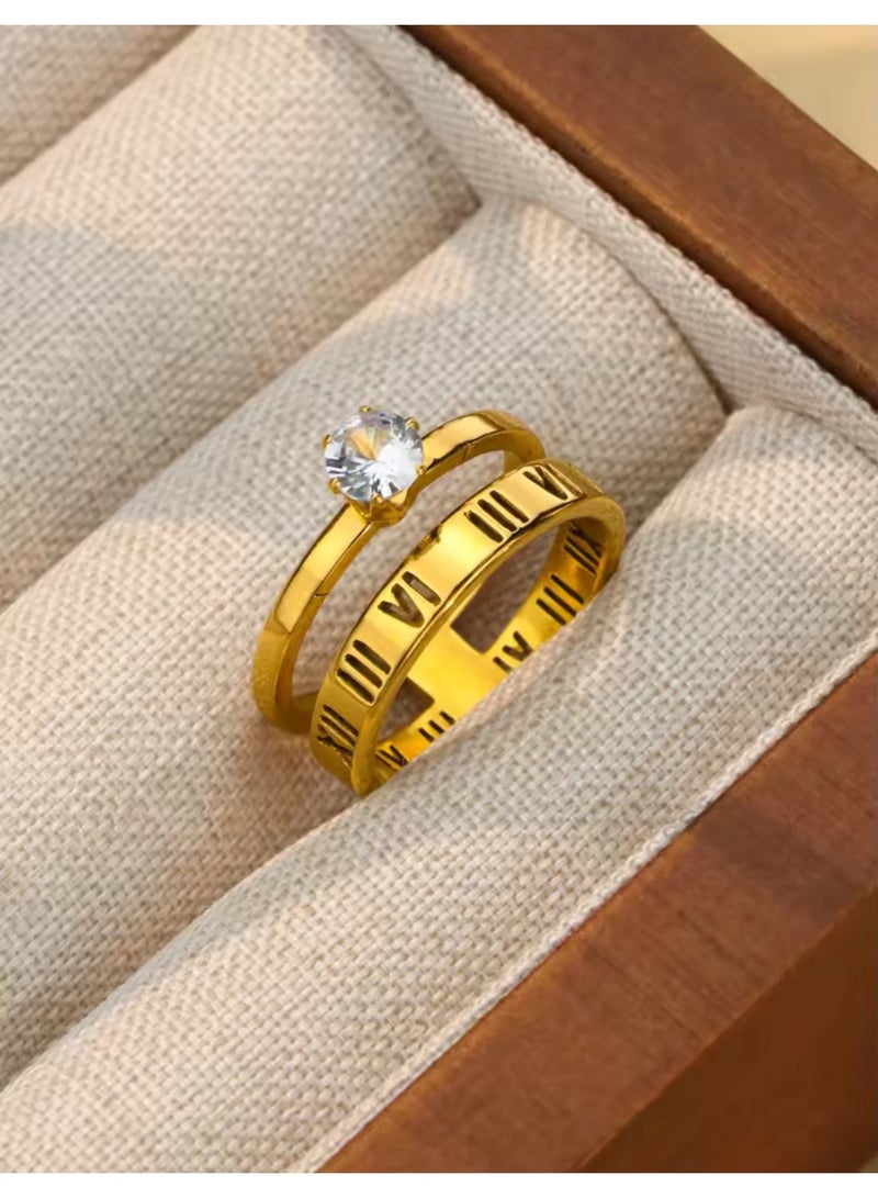 Casual collection Elegant Stainless Steel Gold Plated Ring For Women Size 7 - Image 3