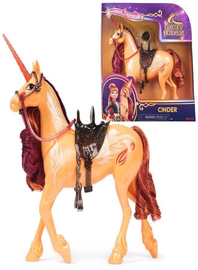 Unicorn Academy أكاديمية يونيكورن، قوة الصداقة سيندر، فكرة هدايا عيد الفصح، دمى وألعاب يونيكورن للبنات، تتضمن سرجًا ولجامًا شفافين، 11 بوصة - Image 1