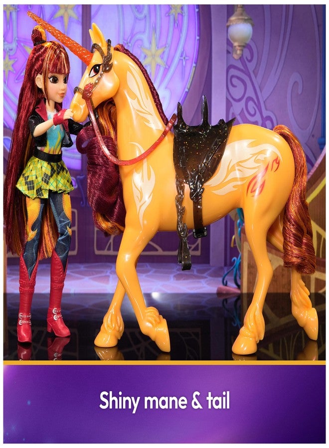 Unicorn Academy أكاديمية يونيكورن، قوة الصداقة سيندر، فكرة هدايا عيد الفصح، دمى وألعاب يونيكورن للبنات، تتضمن سرجًا ولجامًا شفافين، 11 بوصة - Image 3