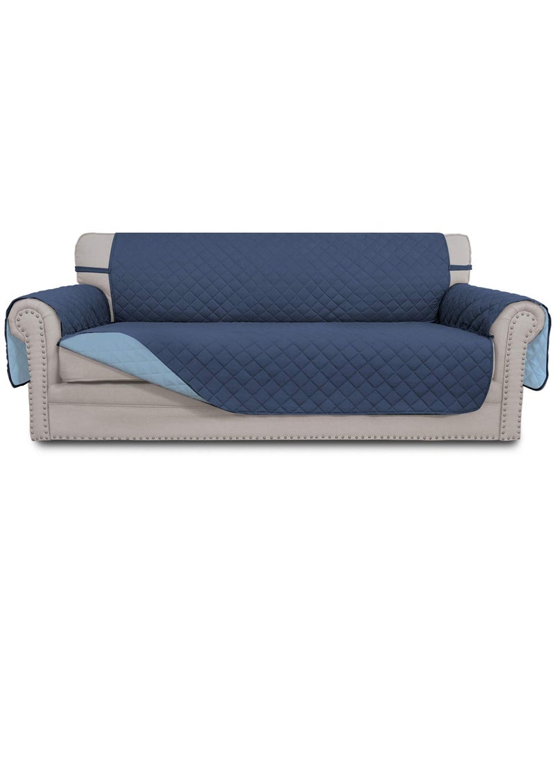 Easy-Going EasyGoing Reversible Oversized Couch Cover for 3 Cushion Couch Sofa Cover for Dogs Water Resistant Furniture Protector Cover with Foam Sticks for Pet Oversized Sofa Dark BlueLight Blue 