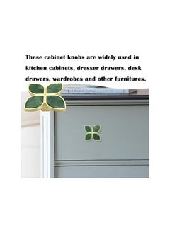 The Bros Knobs Four-Leaf Clover Brass Pulls Handles, Gold Knobs Dresser Knobs Clover Cabinet Handles with Screws for Dresser Drawers Kitchen Cabinet (Green, 6 pcs)  - Image 3