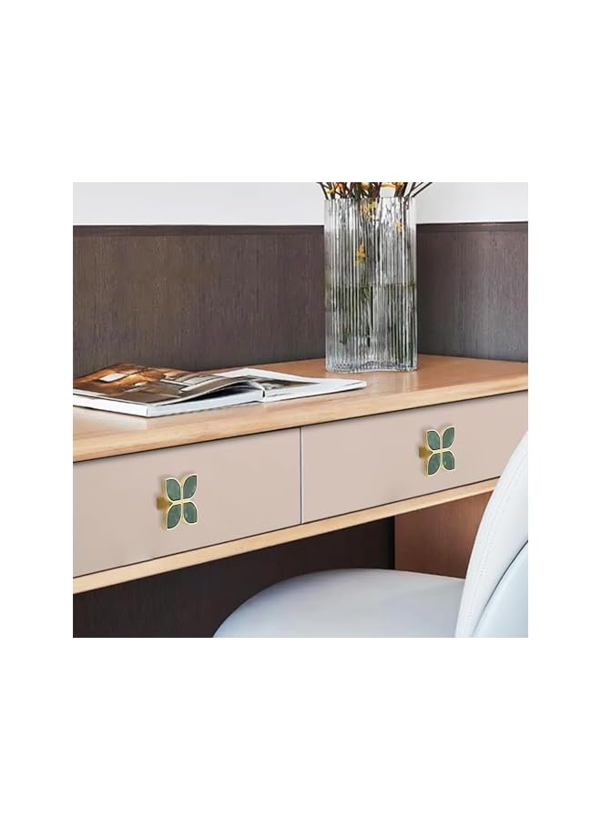 The Bros Knobs Four-Leaf Clover Brass Pulls Handles, Gold Knobs Dresser Knobs Clover Cabinet Handles with Screws for Dresser Drawers Kitchen Cabinet (Green, 6 pcs) - Image 4