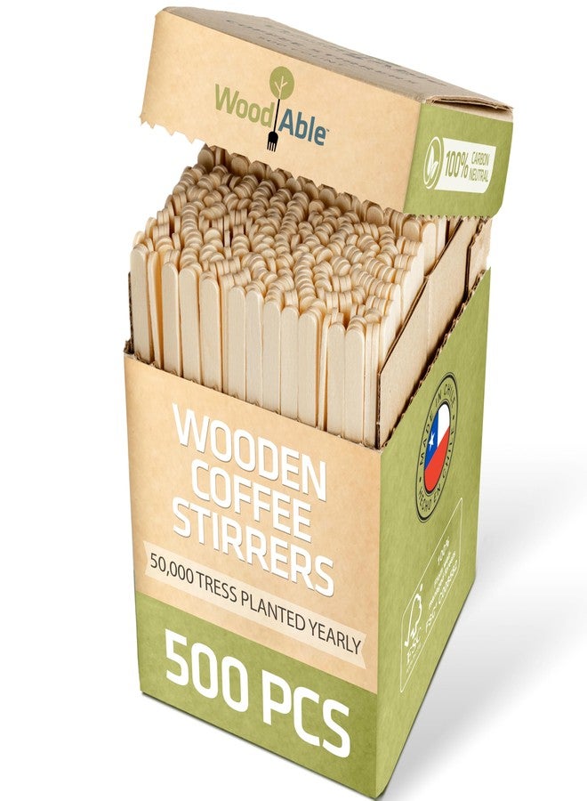 WOODABLE 5.5 Inch Wooden Coffee Stirrers, 500 Count, Disposable & Compostable Wood Coffee Stick Stirrers | Eco-Friendly, Sustainable, Organic, Biodegradable, Vegan-Friendly Coffee Station Supplies - Image 1