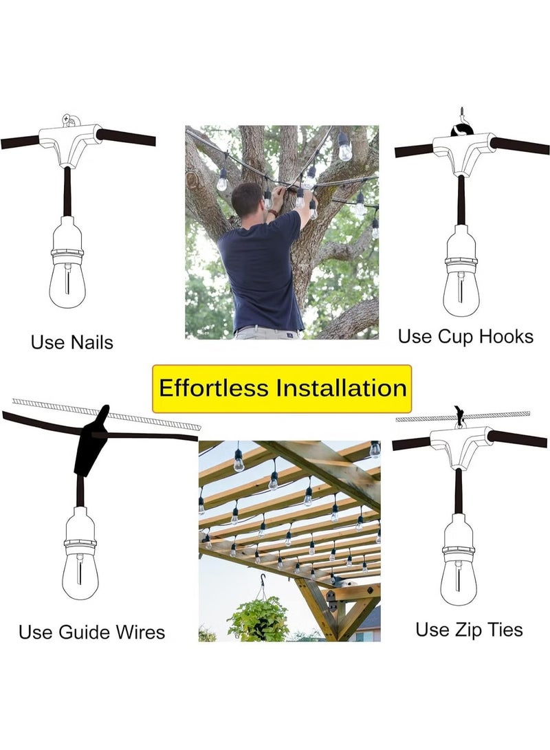 راكسوم سلسلة مصابيح خارجية بطول 33 قدمًا، وأضواء زخرفية بمقابس تعليق بطول 10 أمتار و20 للحديقة الخارجية - Image 5