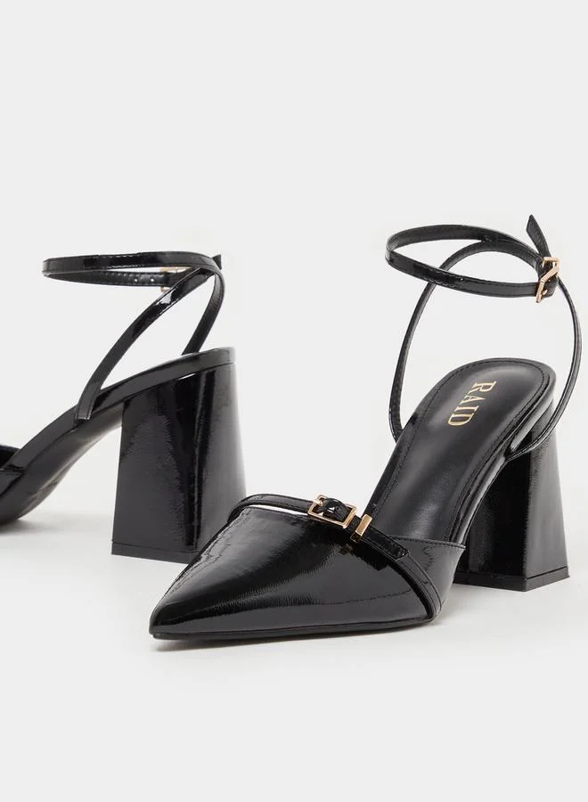 RAID Buckle Ankle Strap Block Heel Pumps by Styli