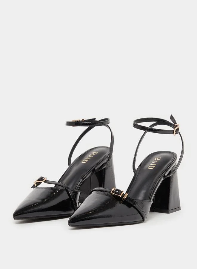 RAID Buckle Ankle Strap Block Heel Pumps by Styli