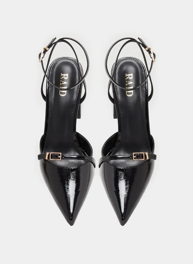 RAID Buckle Ankle Strap Block Heel Pumps by Styli