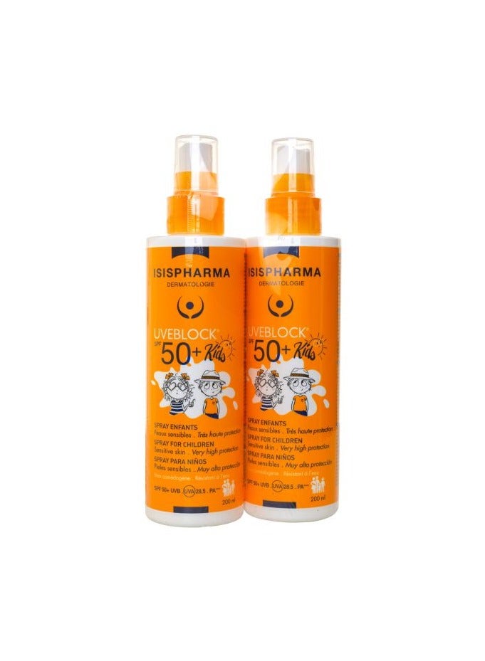ISIS Pharma Uveblock SPF50+ Spray Kids (1+1) 200ml — High Protection Sunscreen for Children