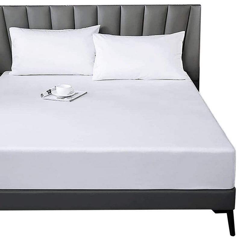 Lirex Twin XL Fitted Sheet Cotton 300 Thread Count Soft Breathable 810 Deep Pocket Sheet for Hotel Home White